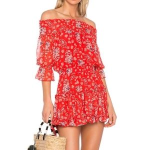 MISA Los Angeles Red Paisley Dress